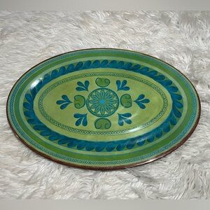 Target Home Threshold Melamine Aqua Green Brown Large Serving Platter Plate